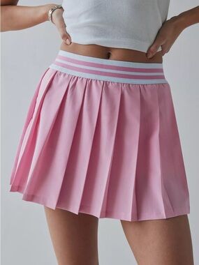 NEW Beach Riot Irina Pleated Mini Skort Pink & White - Size XS